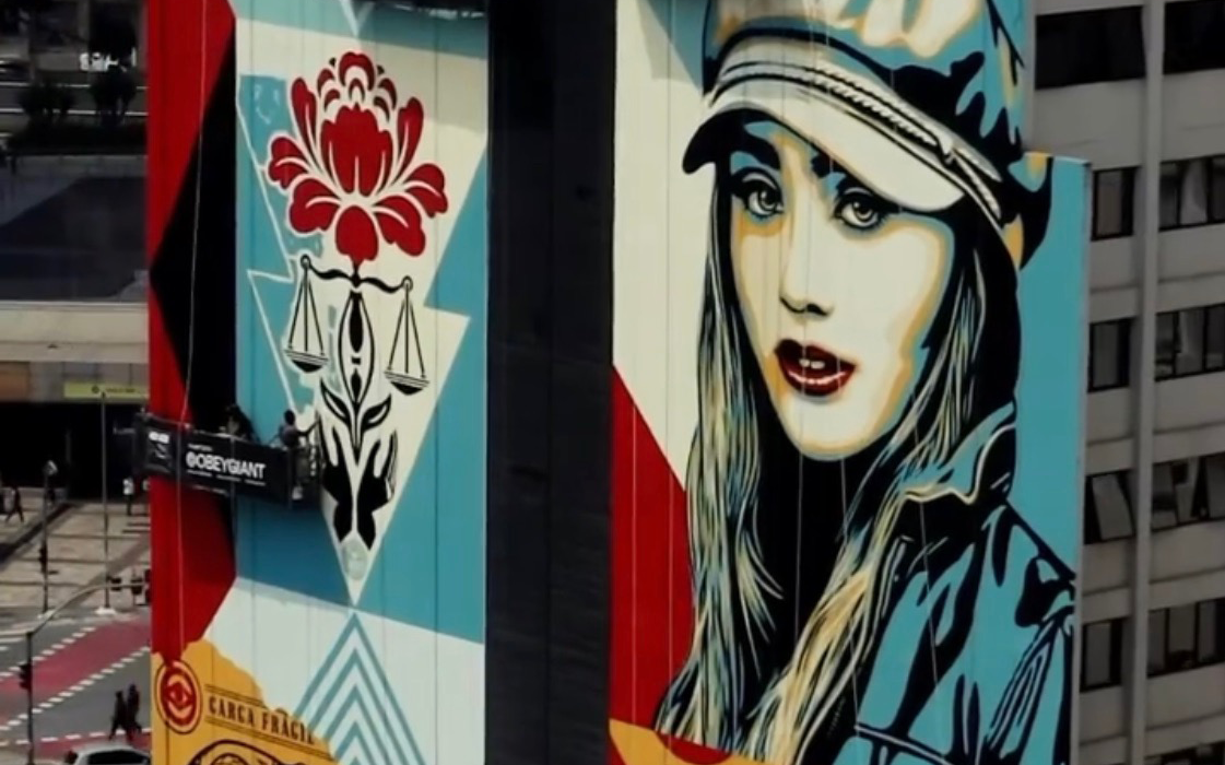 Shepard Fairey e Doze Green criam murais gigantes em São Paulo